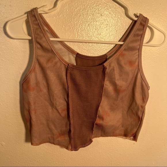 Cropped Ribbed Tank Top Mauve Pink Tie Dye - Picture 2 of 7